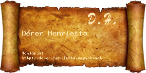 Dérer Henrietta névjegykártya