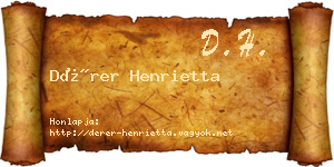 Dérer Henrietta névjegykártya